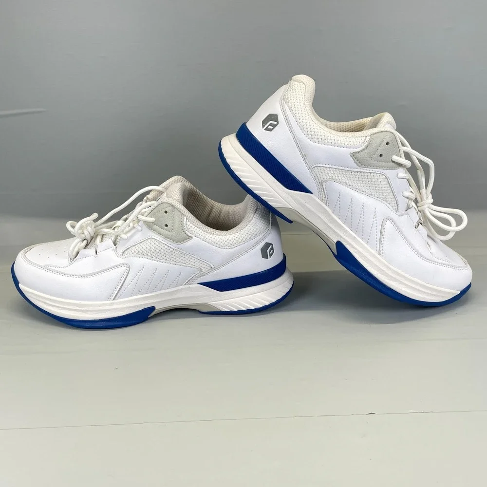 FitVille Amadeus Tennis Shoes Mens Size 9.5 Extra Wide White Blue Casual Sneaker